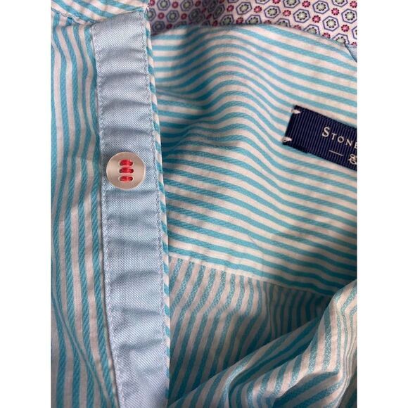 Stone Rose Button Down Dress Shirt Contrast Collar / Cuff - Size XL - Picture 7 of 10